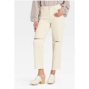 Women's Universal Thread Super High Rise Vintage Straight Jeans Off White 16